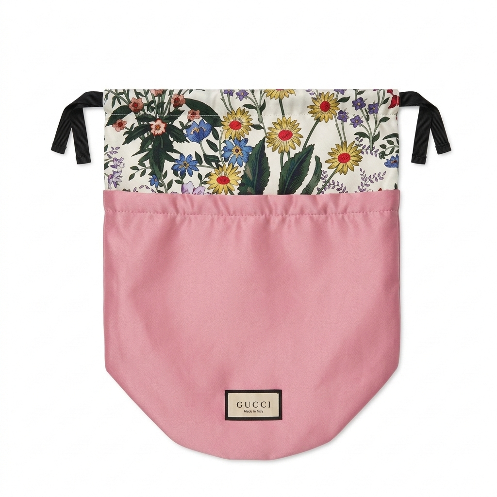 Gucci Beauty Pink Drawstring Makeup Bag
