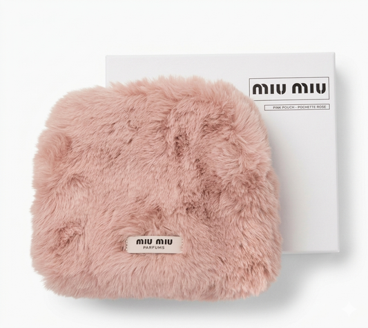 Miu Miu Signature Plush Beauty Case – Dusty Rose