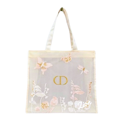 Dior Beauty Embroidered Butterflies and Dragonflies Tote Bag