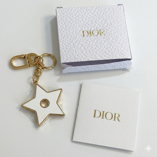 Dior Lucky Star Key Holder Bag Charm in Gold and White